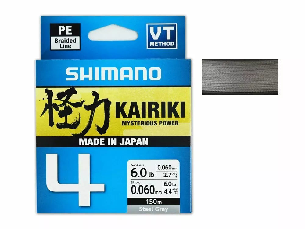 Shimano Line Braided Kairikin 4 gris acero 150m Steel Gray