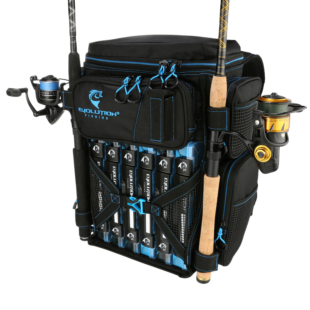 Evolution Drift Series 3600/3700 Tackle Backpack with Rod Holders & QuikLatch Trays